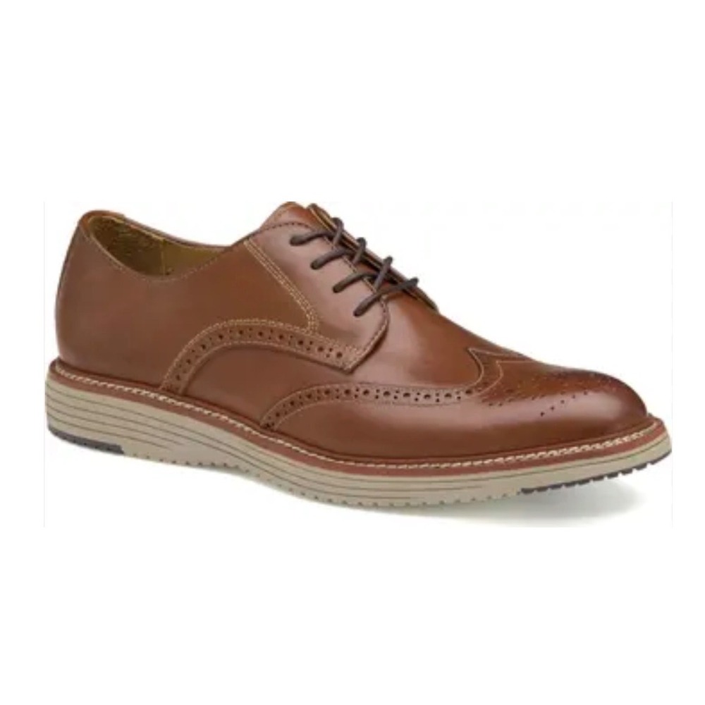 JOHNSTON & MURPHY Mens Brown Leather Shoe Dress‎ Oxford Wingtip Upton Derby 12